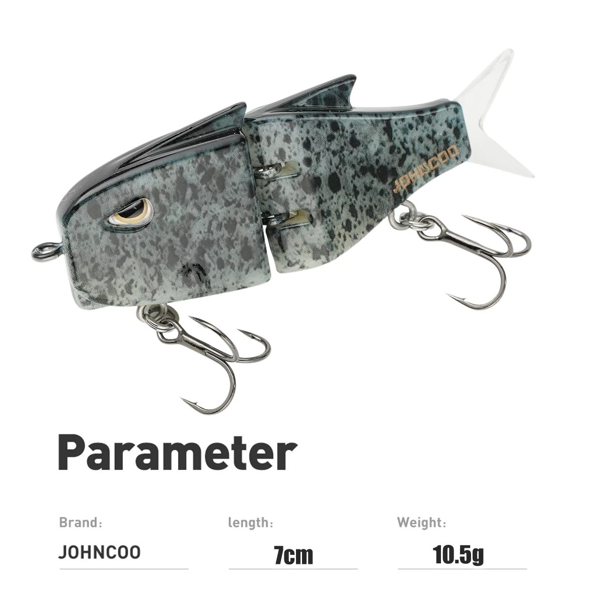 Señuelo de pesca multiarticulado, 7cm, 10,5g, con ganchos dobles, hundimiento lento, cebo de pesca Artificial de 2 secciones, 1 Uds. - imagen 2