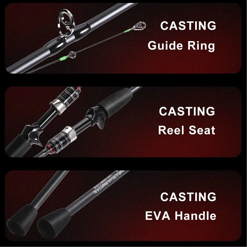Sougayilang-señuelo de pesca Combo 2,1 m, varilla de fibra de carbono de 4 secciones, relación de engranaje 7,2: 1, sistema de freno magnético, Kit de carrete de pesca - imagen 5