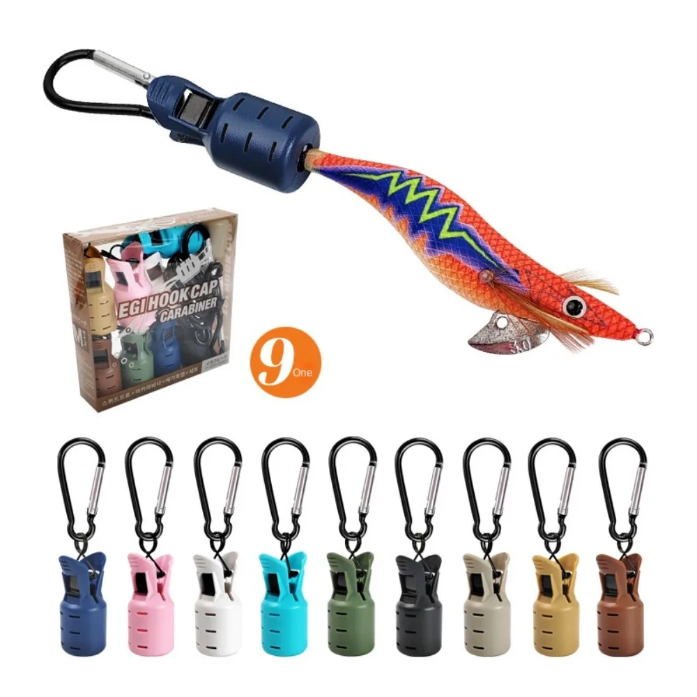 Kits duraderos con mosquetón, cubierta de plantilla de calamar, aparejos de pesca, Protector de cebo, paraguas de sepia, tapa de señuelo, 9 Uds. - imagen 2