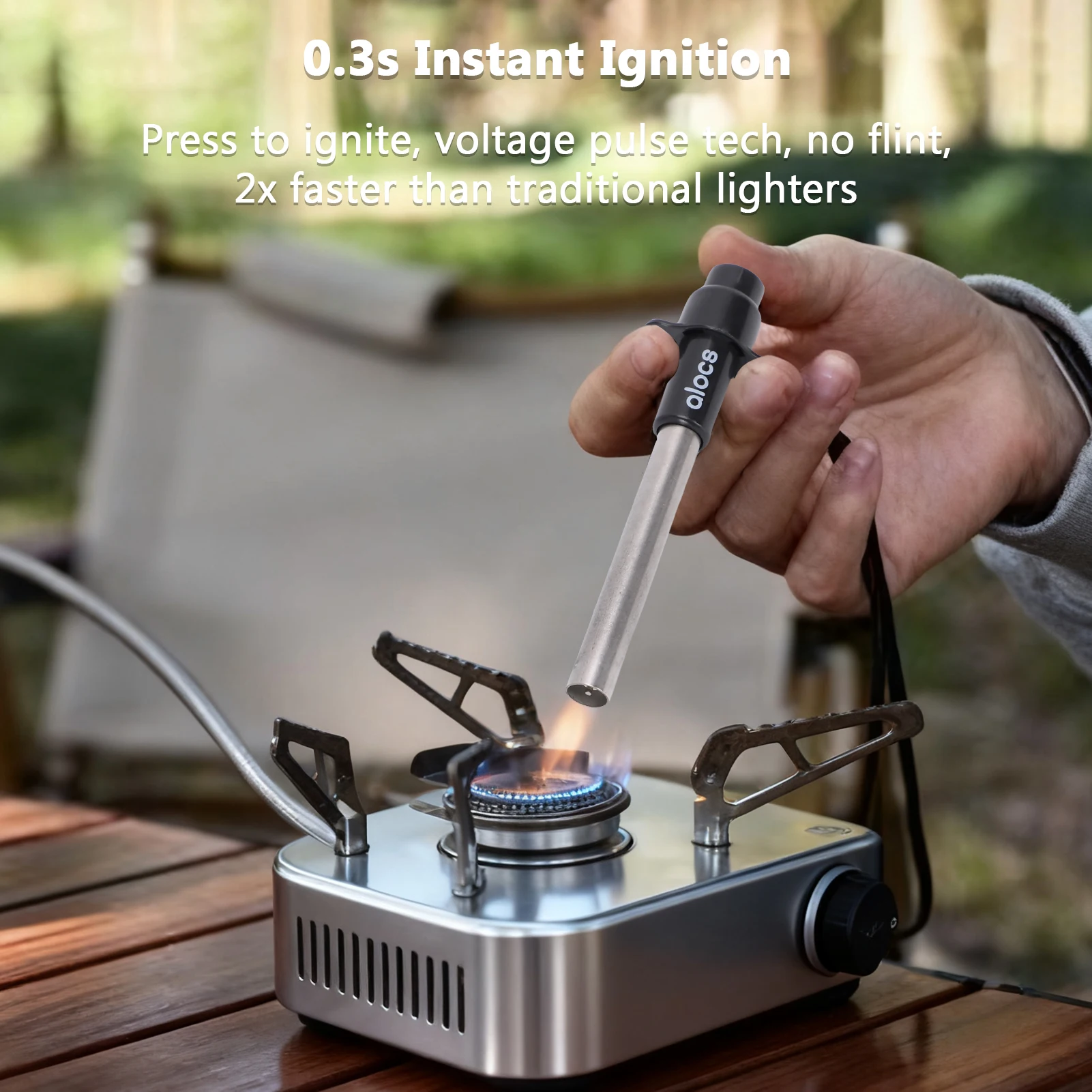 Arrancador de fuego de emergencia para acampar al aire libre, herramienta de supervivencia de emergencia, encendido de presión, cuerpo de Metal de encendido de 0,3 s - imagen 2