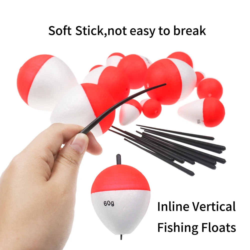 Elllv 5 uds 0,8-60g Bobber de pesca de espuma dura agua salada agua dulce flotadores de pesca verticales en línea aparejos cuentagotas accesorios - imagen 4