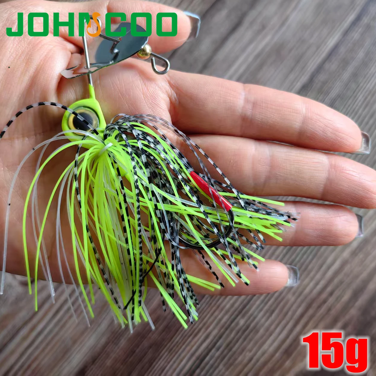 Señuelo de pesca cebo de metal 15g 0,53 OZ cebo giratorio gran hoja Jig wobbler señuelo de pesca para lubina