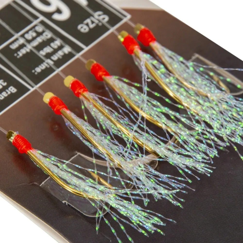 Sabikis señuelo de pesca suave, anzuelos de plumas, cebo de arenque, accesorios de aparejos de pesca de mar, 6 unids/lote por paquete - imagen 5