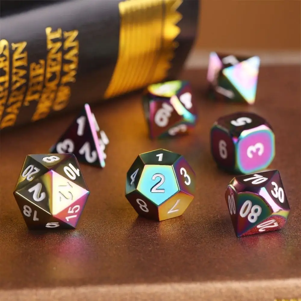 Nuevo juego de dados de Metal D4 D6 D8 D10 D12 D20 dados poliédricos Multicolor dados de esquina afilados para D & d DND - imagen 3
