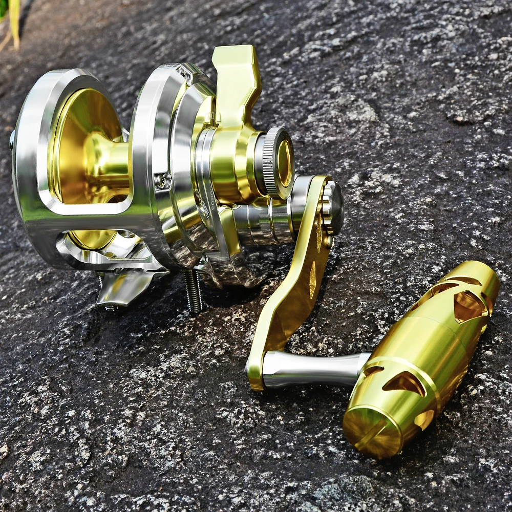 Este carrete de pesca de alto rendimiento muestra su robusto diseño e ingeniería de precisión