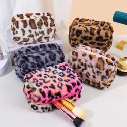 Bolsa de maquillaje de alta calidad con estampado de leopardo, bolsa de aseo de gran capacidad, bolsa de lavado portátil con cremallera