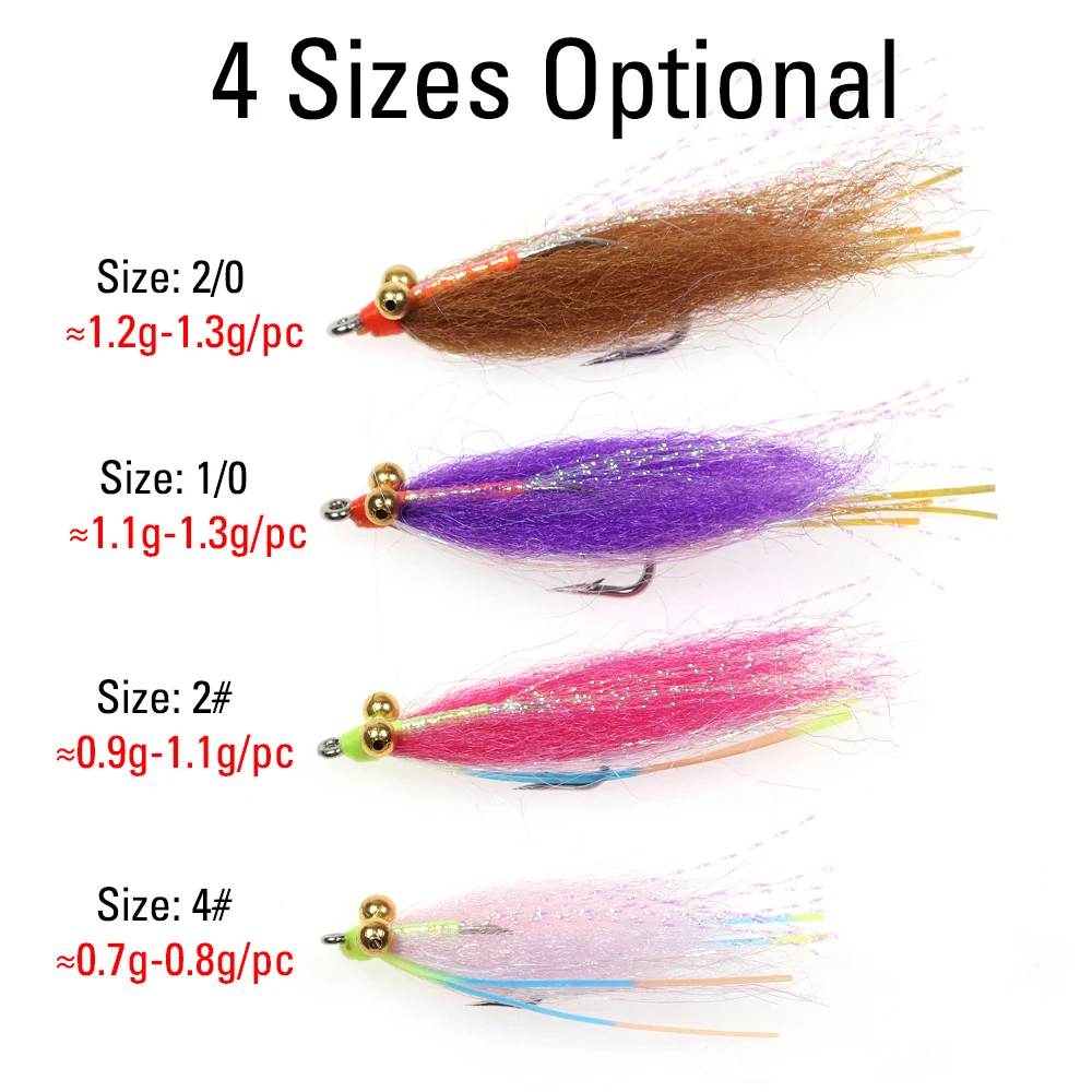 ICERIO 4 piezas #4 ~ #2/0 Chainbead Eyes Crazy Charlie Fly púas Fly Hook Fast Sink Bonefish permite Tarpon Señuelos de Pesca en agua salada - imagen 3