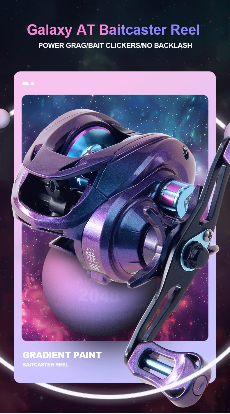 Carrete de pesca GALAXY Baitcaster vista frontal
