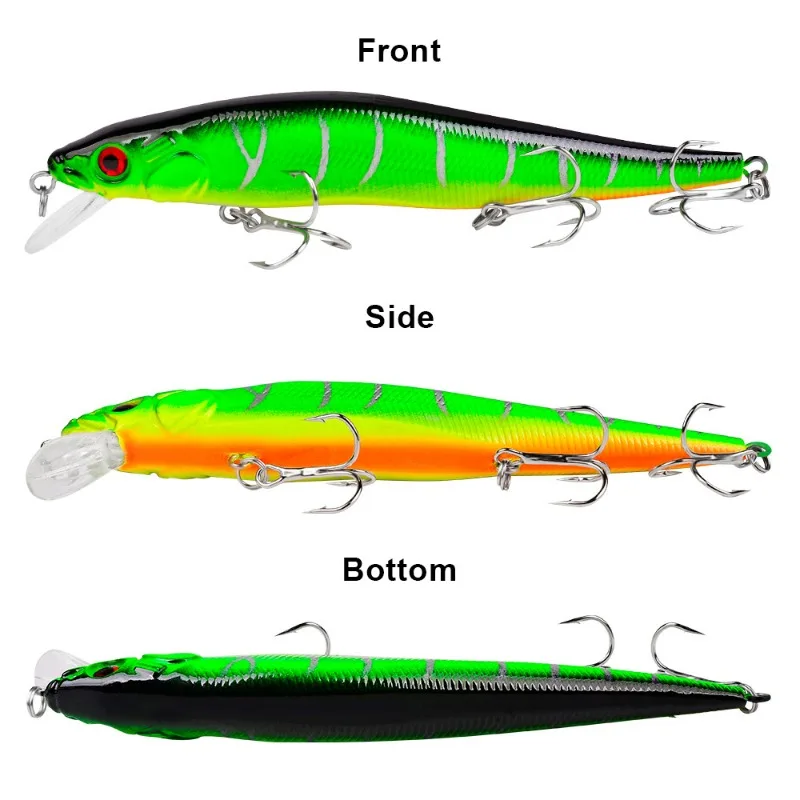 Señuelos de Pesca Minnow, cebos duros, Crankbaits, señuelo Artificial para lubina, aparejos de pesca de Lucio, Wobbler, ganchos 4 #, 14cm, 23g, 1Pc - imagen 4