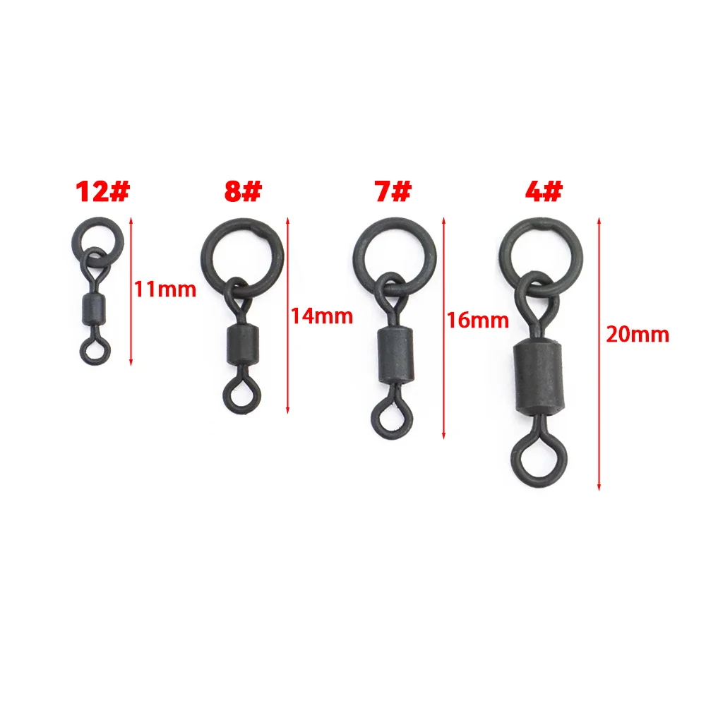 Hirisi 20 piezas pesca cambio rápido anillo sólido giratorios rodamiento de bolas Terminal de pesca aparejos para accesorios de carpa AE044 - imagen 4