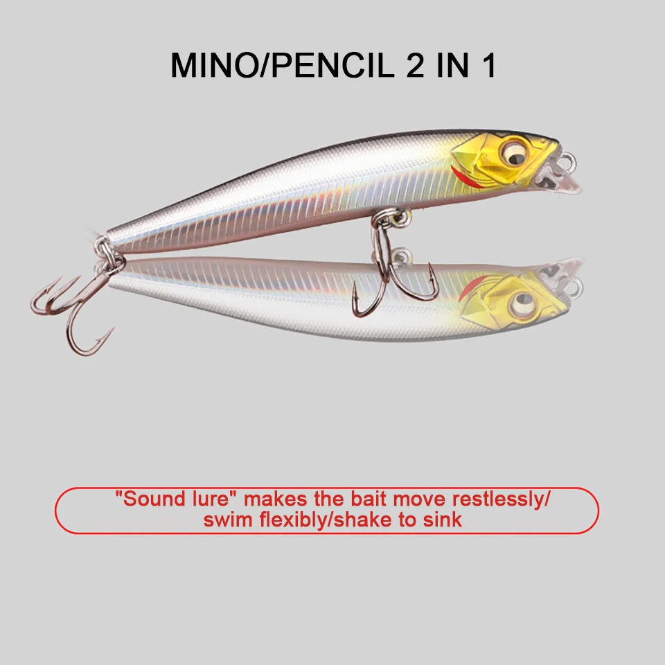 Cebos duros de plástico para pesca, cebo Artificial con anzuelo, Wobblers, perca, carpa, Lucio, 1 piezas, 10G/15G, 75MM/85MM - imagen 4