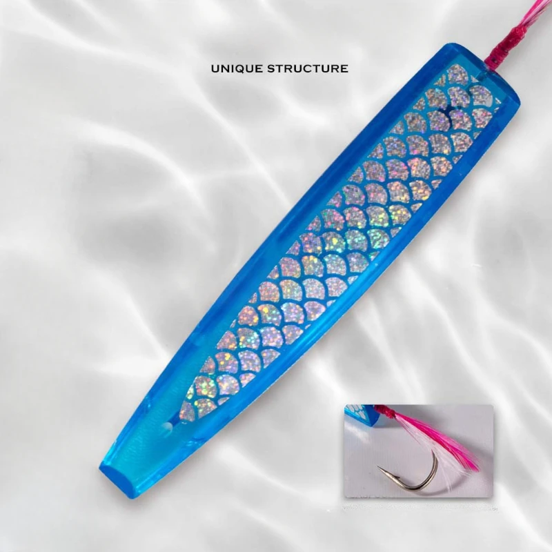 Señuelo de 6 piezas para pesca en el mar, cebo giratorio con plumas y lentejuelas, placa de hierro, cuerno de arco, gancho único, curricán, caballa, artefacto especial - imagen 3