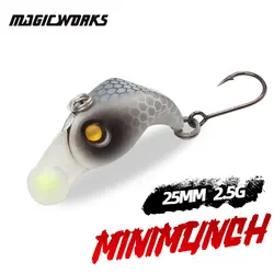 Magic Works-Mini señuelo de pesca que se hunde, Crankbaits, vibrador Wobblers, 2,5g, 25mm, cebos de pesca artificiales, señuelos duros