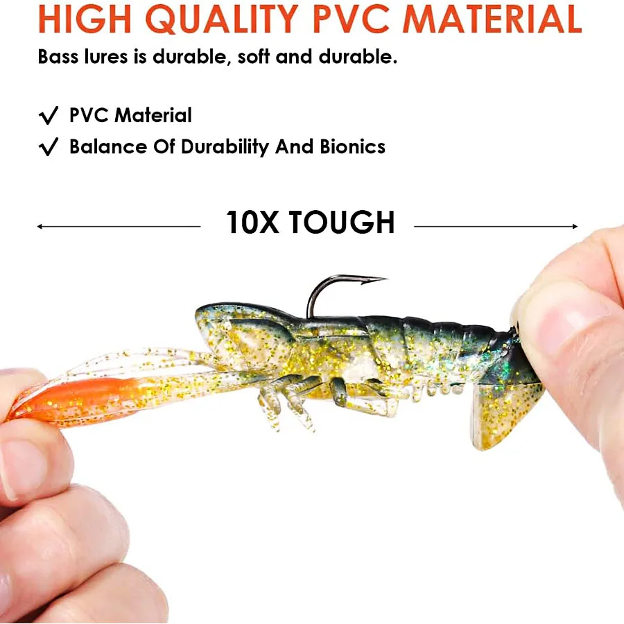 Señuelo de pesca suave de 3 piezas, cebo Artificial, gambas, garra de langosta, señuelo falso para lubina, trucha, bagre, salmón, Swimbait, 8cm/14g - imagen 5