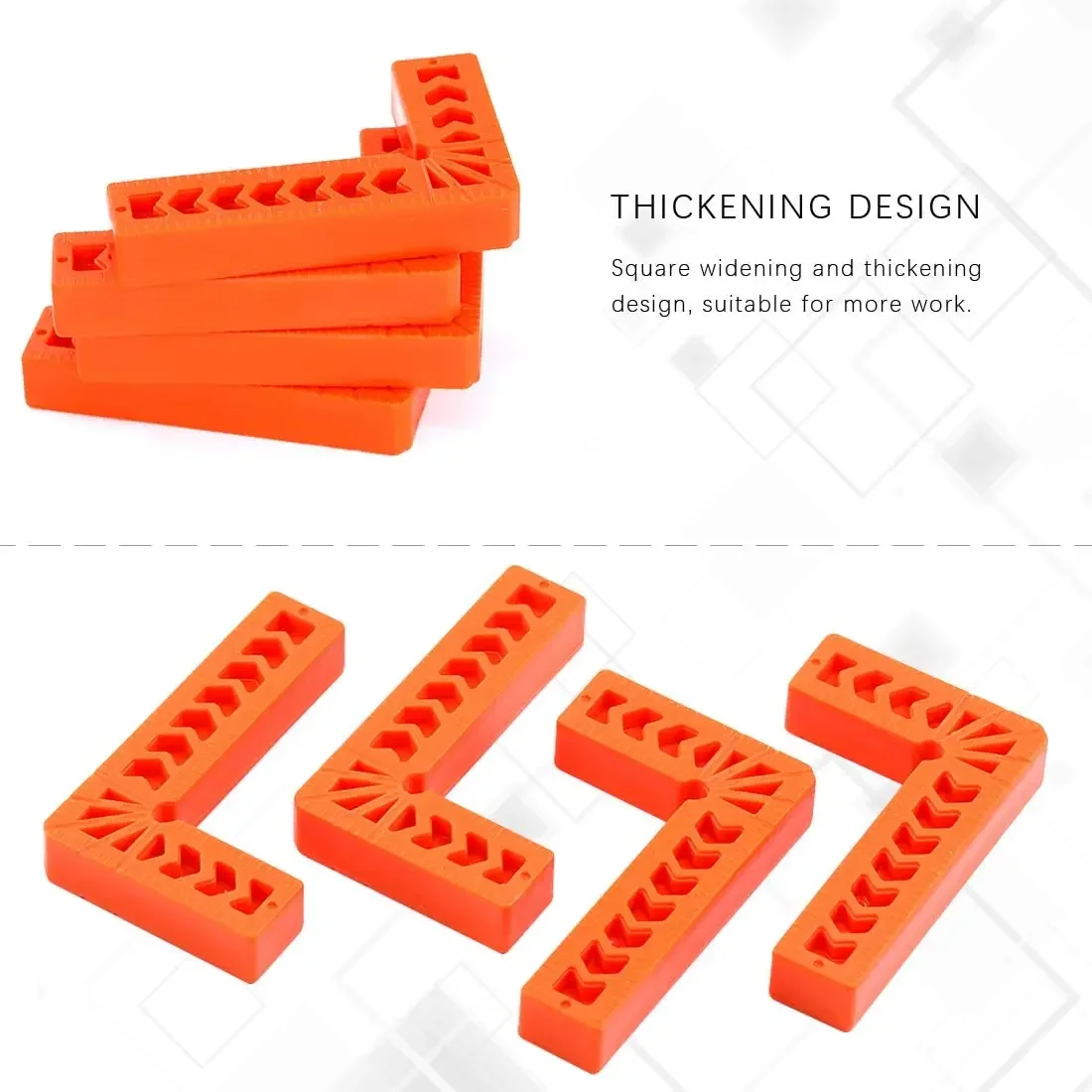 4 soportes de regla de ángulo recto de plástico 90 ° Herramienta de posicionamiento auxiliar, espaciador en forma de L, pinza de ángulo fijo, herramienta de carpintería - imagen 4
