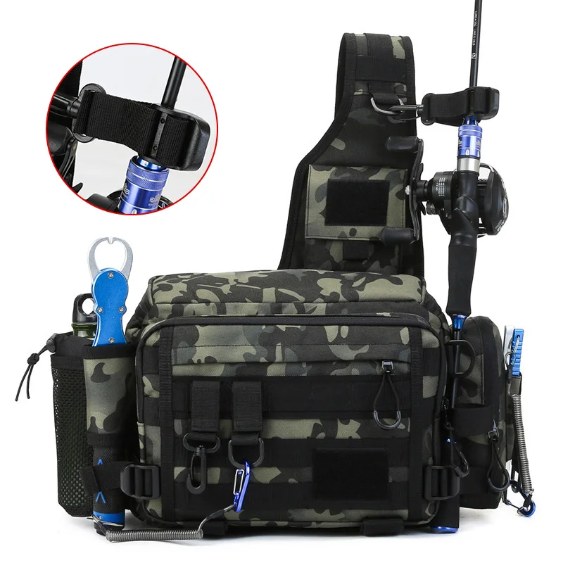 Bolsa de pesca con señuelo de gran capacidad, riñonera multifunción, bolsa para caña de pescar, mochila táctica, bolso de hombro, bolsa de equipo de pesca X232N3 - imagen 4