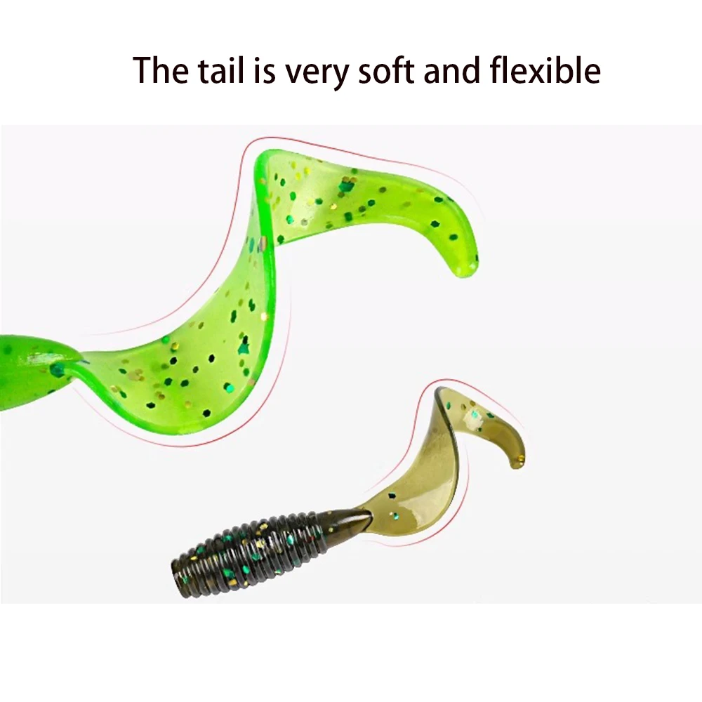 20 piezas 0,6g Mini cebos blandos con cola rizada señuelo de gusano de pez roca 1,4-2,9g Swimbaits Wobber cebo Artificial de silicona pesca de invierno - imagen 4