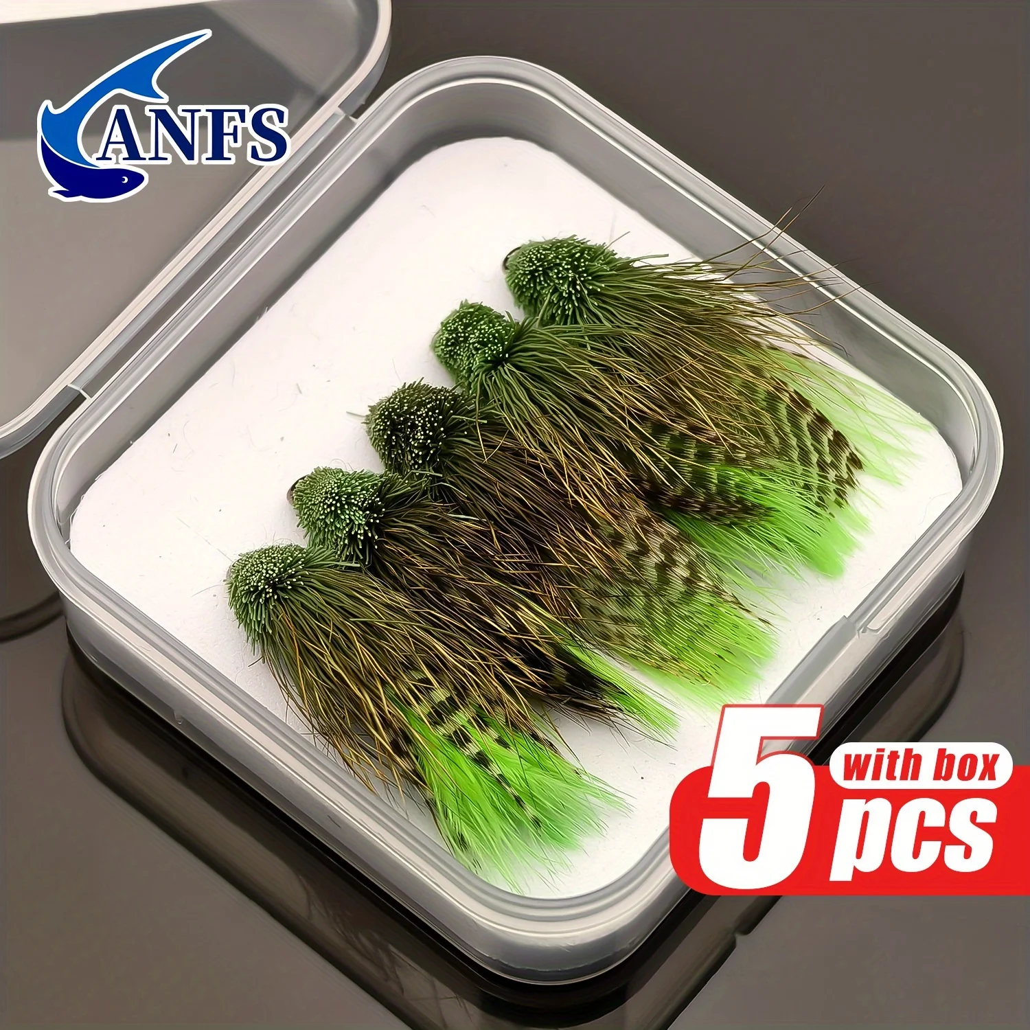 ANFS 5 señuelos de pesca con mosca de saltamontes, cebos artificiales para insectos para trucha, perca y azulegill, moscas húmedas, regalo de pesca para pescador - imagen 2