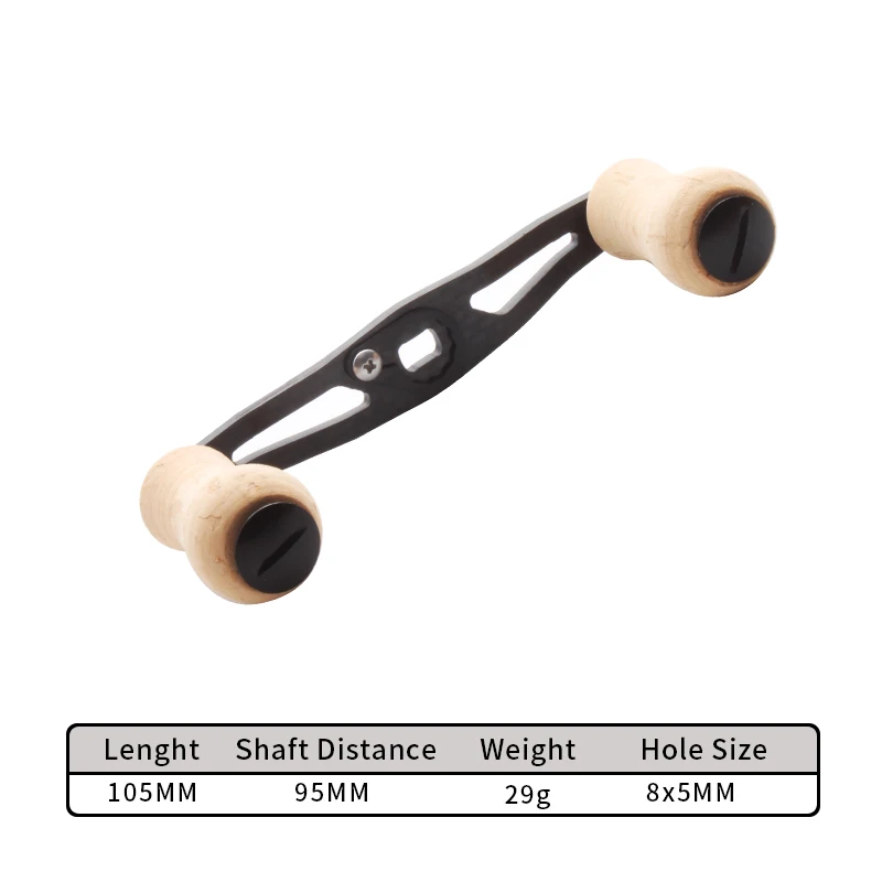 Ruke mango de carbono ligero con perilla madera para carrete Daiwa