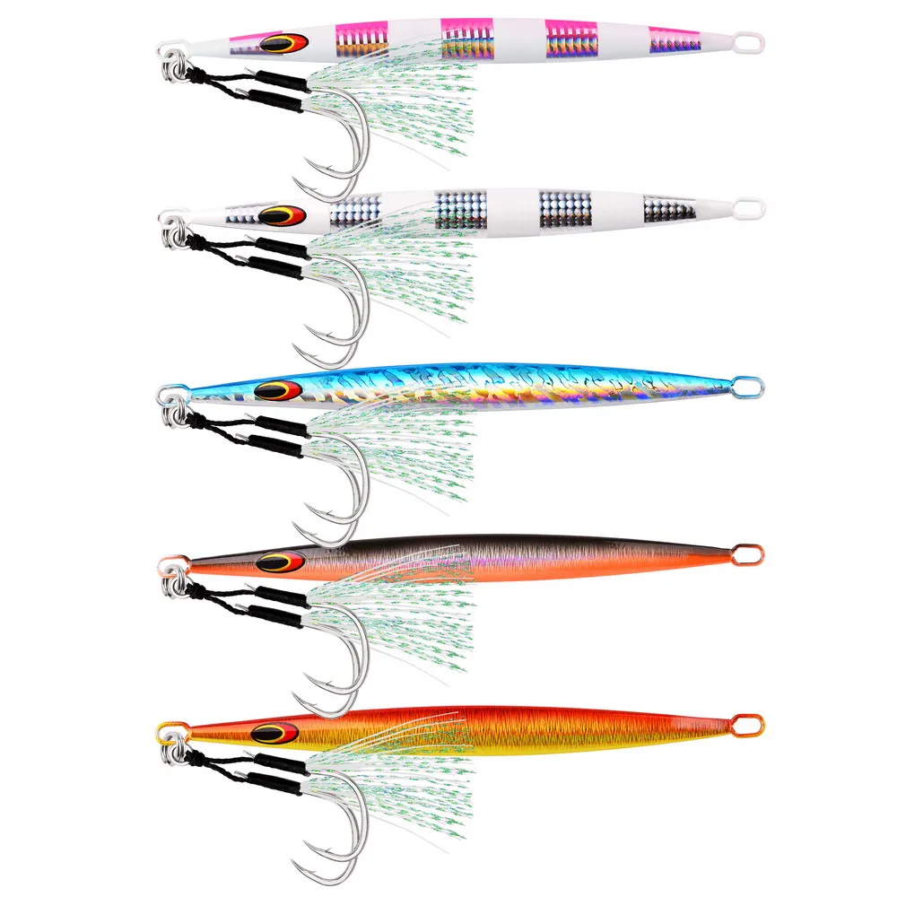 1 unidad 80g 100g 150g 200g plantillas de Metal de agua salada señuelo de pesca de aguas profundas plantillas de velocidad Vertical - imagen 3