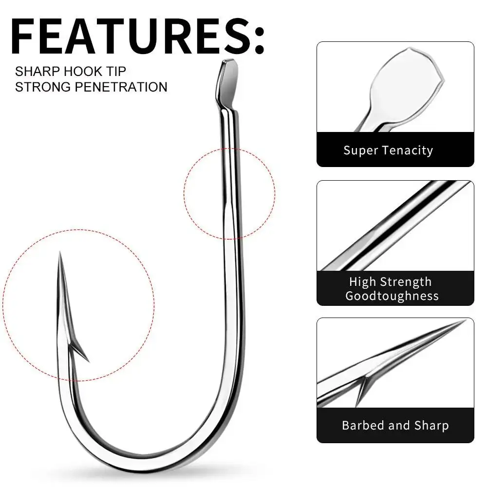 Anzuelos de Pesca de Acero con Alto Contenido de Carbono, Anzuelos Negros para Carpa Cruciana, con Púas, para Pesca en Roca, Pesca de Mesa, Pesca con Mosca, 20 Piezas - imagen 3