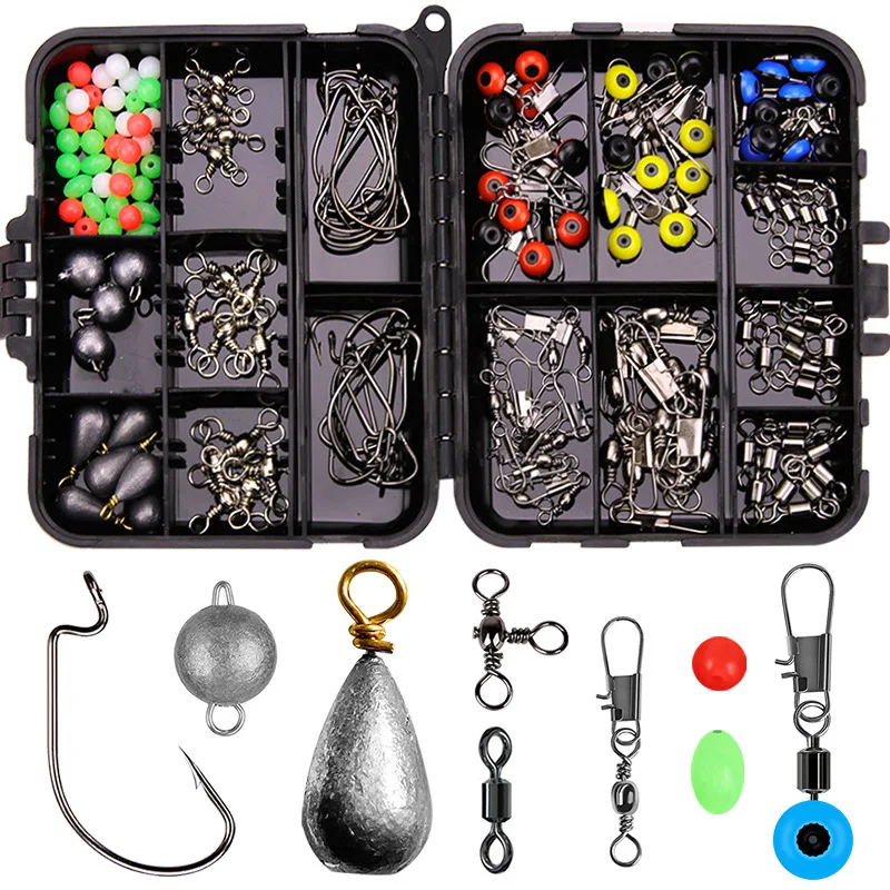 PRO BEROS-caja de aparejos de pesca, Set de 165 piezas, pesas giratorias, cabezas de plantilla, conjunto de accesorios de pesca, broches Fastlock, fáciles de llevar - imagen 2