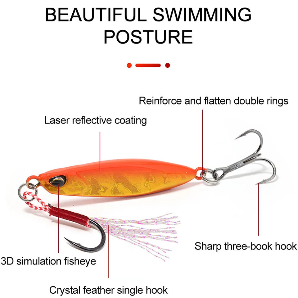 WALK FISH-señuelo de pesca de Metal, 1 unidad, 16g, 21g, 3D, ojo de pez, lentejuelas artificiales, cebo duro, Jigging, agua salada, carpa, Lucio - imagen 2