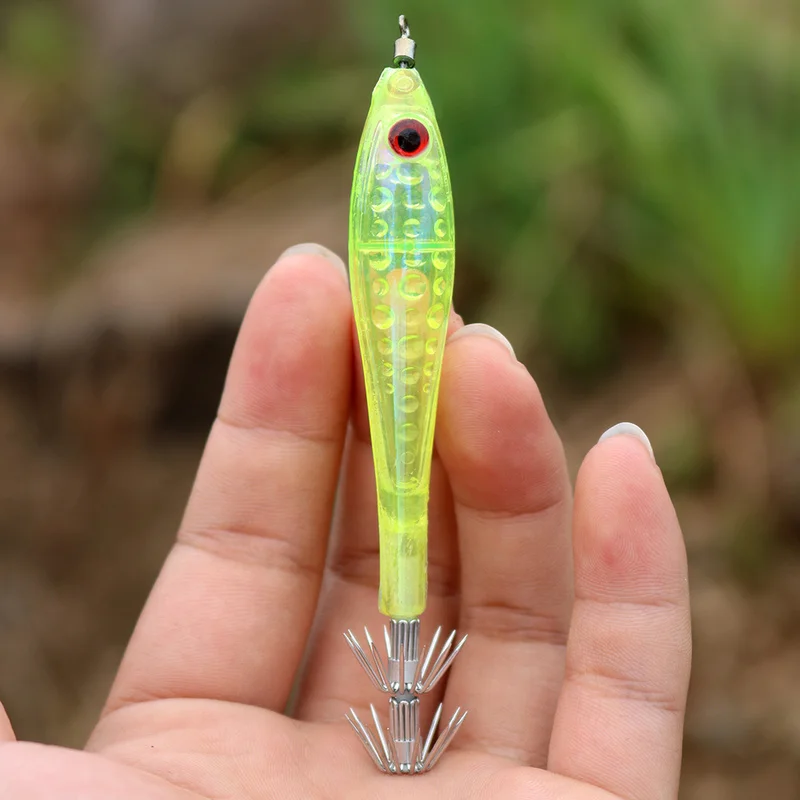 Sougayilang-señuelo de pesca de calamar, 10cm, 6g, 28 anzuelos, Señuelos de Pesca duros fuertes, 5 colores, herramientas de pesca para calamar - imagen 5