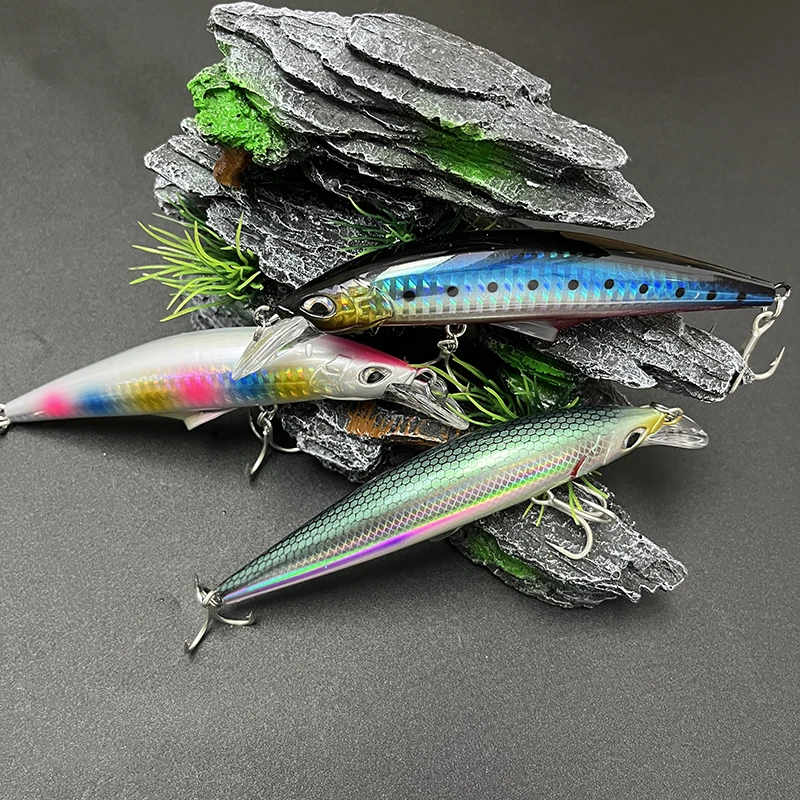 Señuelos de Pesca de pececillo que se hunden, 45g, 120mm, flujo de agua dulce de fundición larga, cebo duro Artificial para lubina, trucha, Lucio, equipo de Pesca - imagen 2