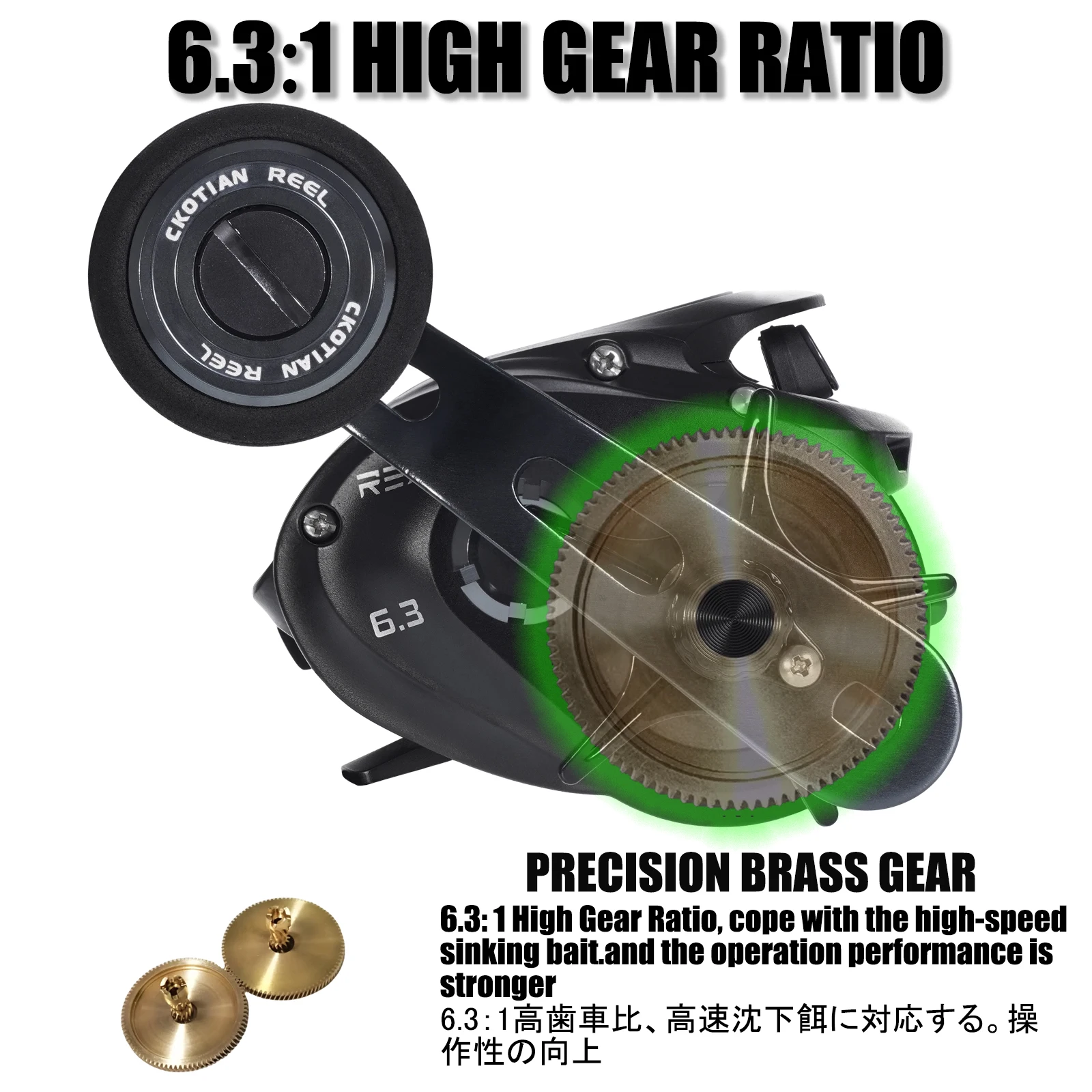 SAMOLLA carrete de Baitcasting de cuerpo ancho Max Grag 12kg 6,3: 1 engranaje de latón pesca al gato de agua salada trolling agitar rueda lenta agua de mar - imagen 5