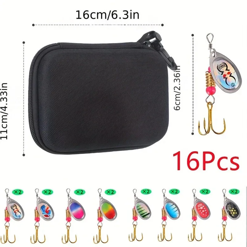 BRAVMACK16pcs cebo giratorio de Metal señuelo de pesca SpinnerBait Artificial para Lucio pesca de trucha con bolsa de pesca - imagen 5