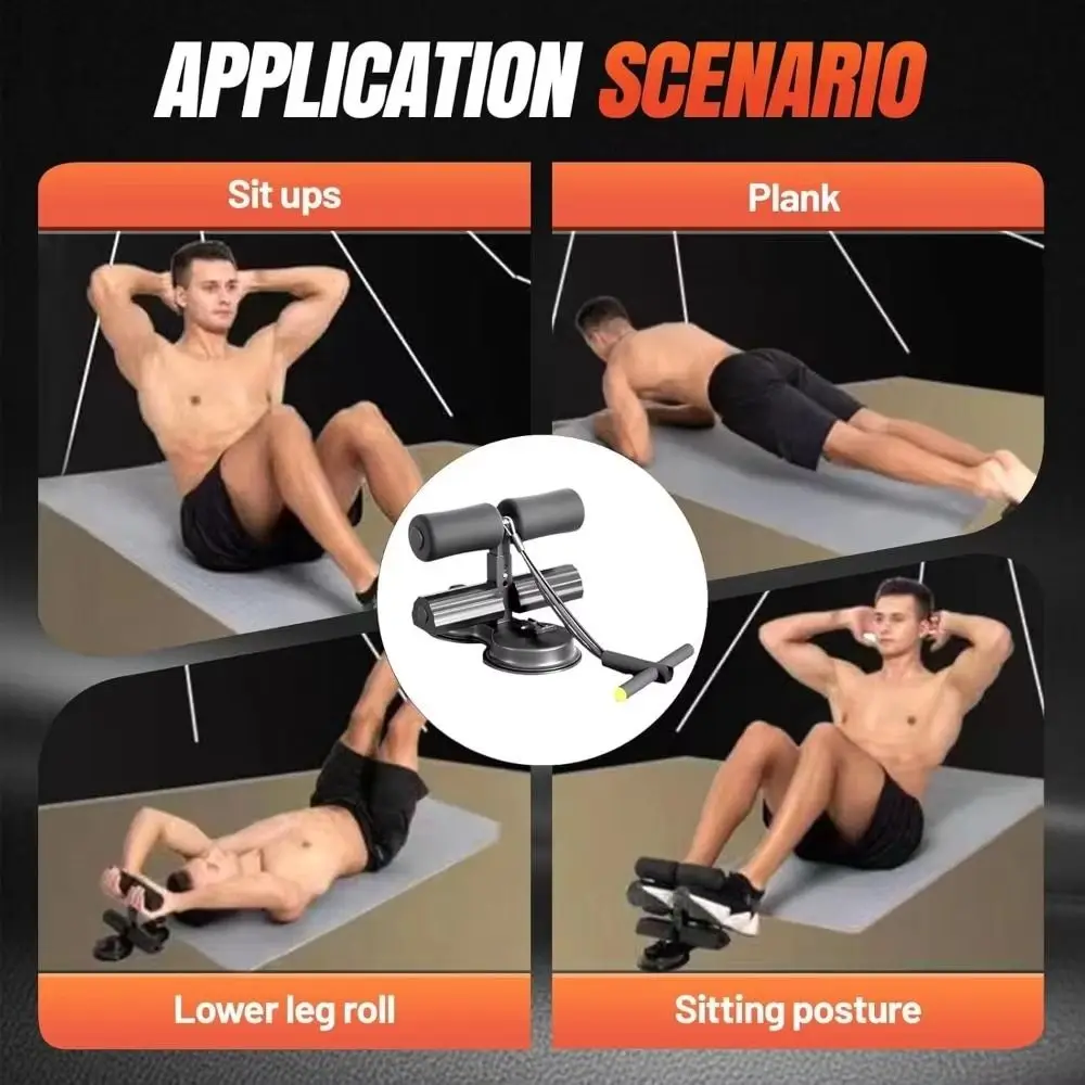 Barra de abdominales con ventosa y banda elástica – Soporte para tobillos - imagen 5
