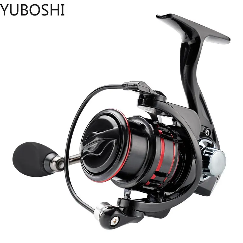 YUBOSHI-carrete giratorio 5 + 1BB, accesorio duradero, súper largo alcance, poco profundo, Ratio de engranaje 5,2: 1, Negro, Rojo, pesca en roca - imagen 4