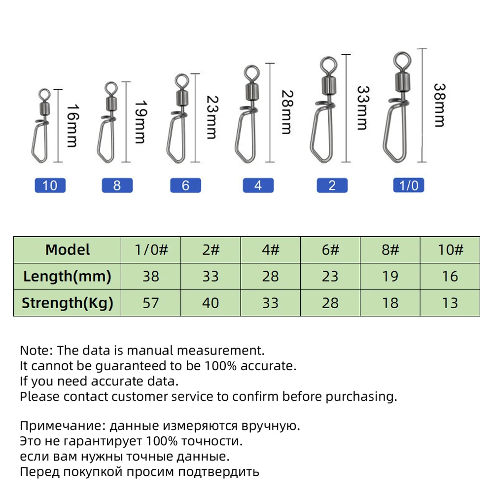DNDYUJU 50 Uds. De acero inoxidable, giratorios de pesca a presión, rodamiento de bolas, Pin giratorio para señuelo, anzuelo, accesorios de aparejos de pesca - imagen 2