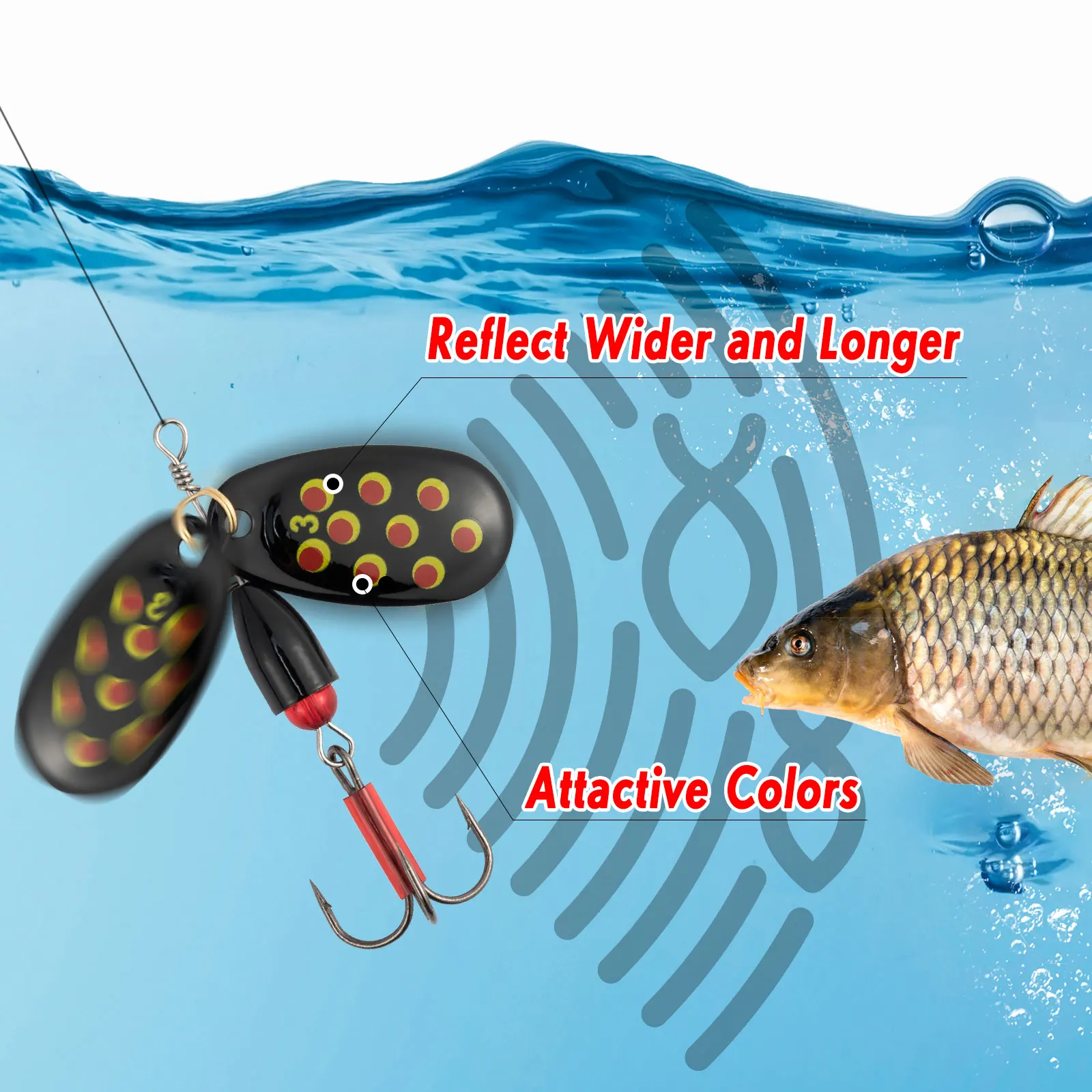 Señuelo de pesca giratorio de Metal, cebos artificiales Wobblers, curricán para lubina, trucha, perca, agua salada, agua dulce, 2 uds. - imagen 5