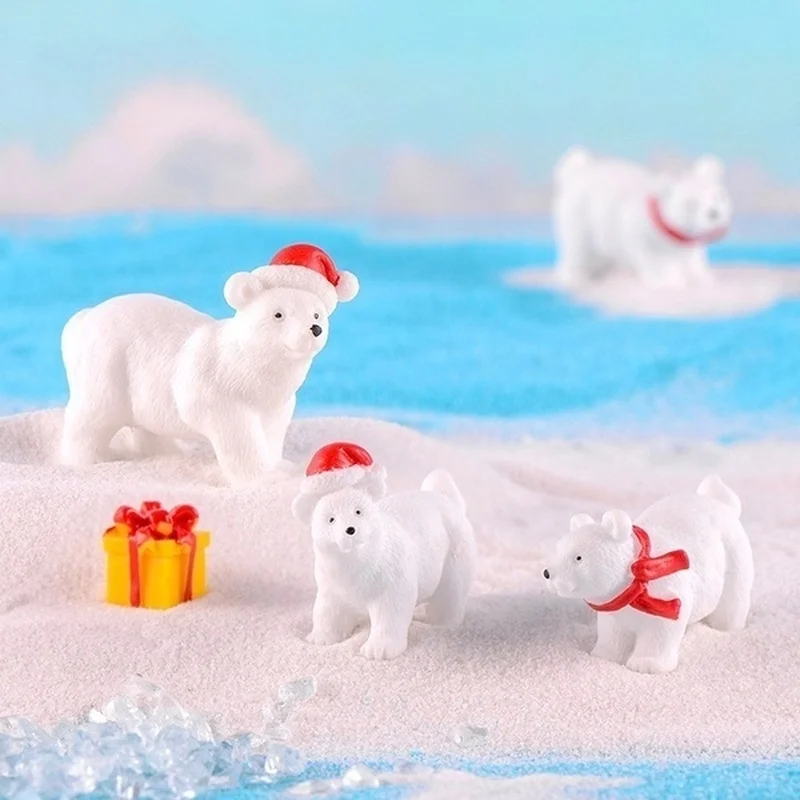 3 unids/set animales en miniatura Navidad figuras de osos Polares jardín Micro paisaje nevado accesorios DIY - imagen 4