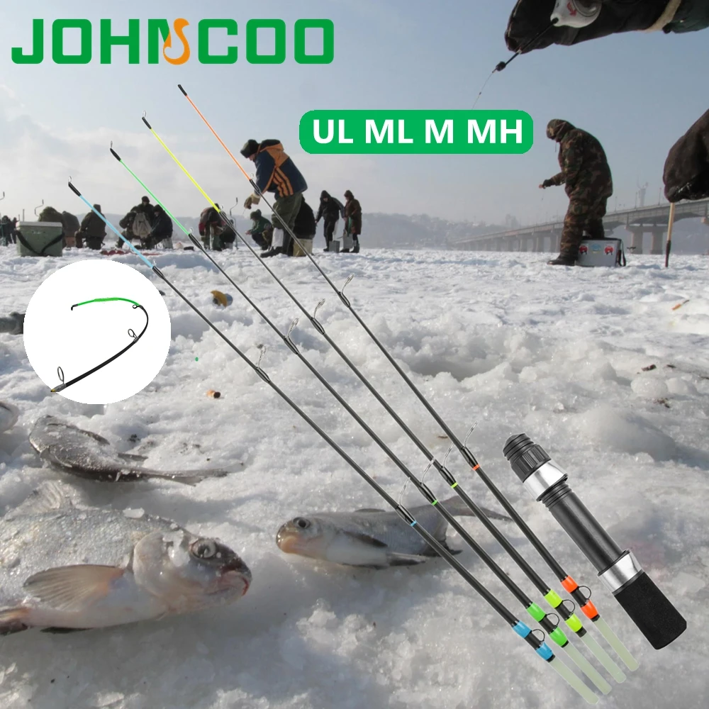 Caña de pescar en hielo para invierno, carrete de pesca UL ML M MH, caña de fibra de vidrio, herramientas de pesca de punta plana - imagen 2