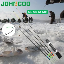 Caña de pescar en hielo para invierno, carrete de pesca UL ML M MH, caña de fibra de vidrio, herramientas de pesca de punta plana