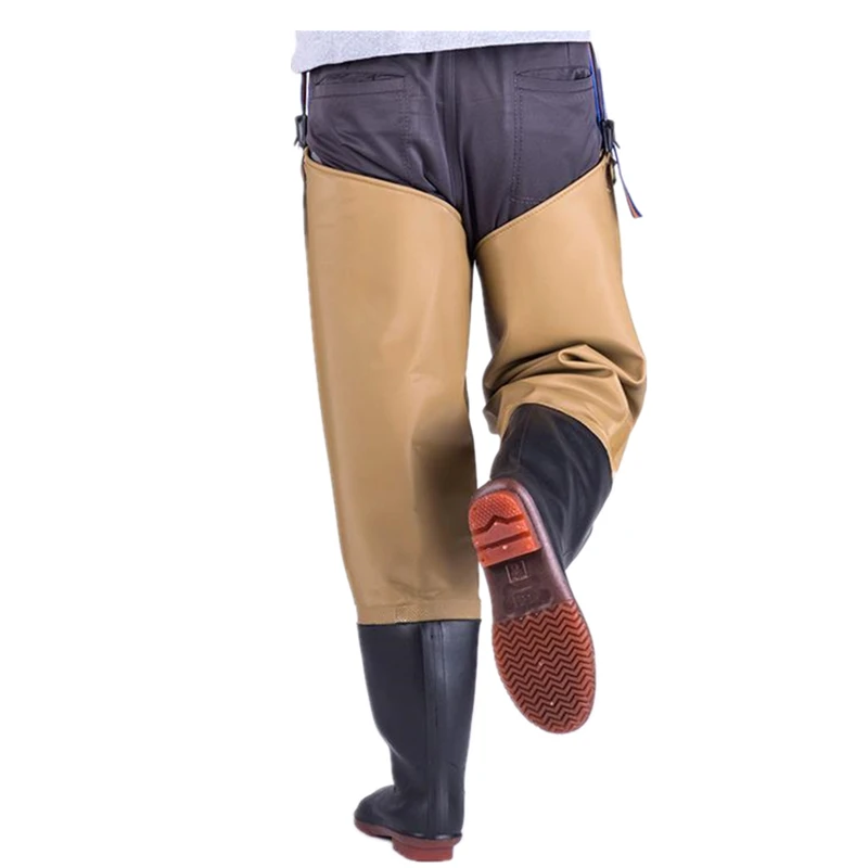 Botas de lluvia altas y gruesas, impermeables, para pesca con mosca, pantalones para vadear, para caza - imagen 3