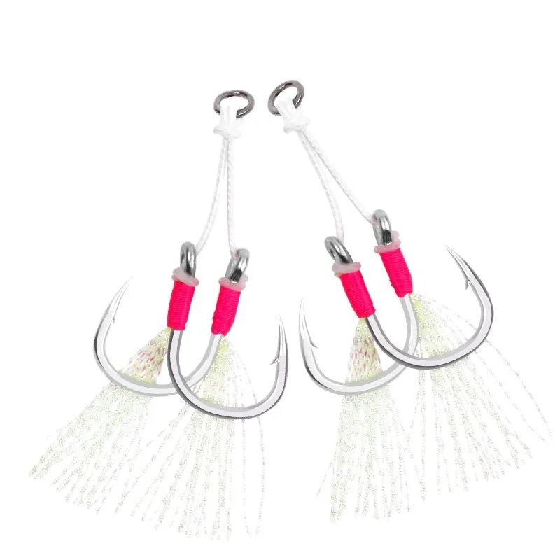 Anzuelo de doble asistencia para Jigging lento, accesorios de doble par de púas, anzuelos de Pesca de Mar de acero de alto carbono, 2/0, 3/0, 5/0, 7/0 - imagen 3