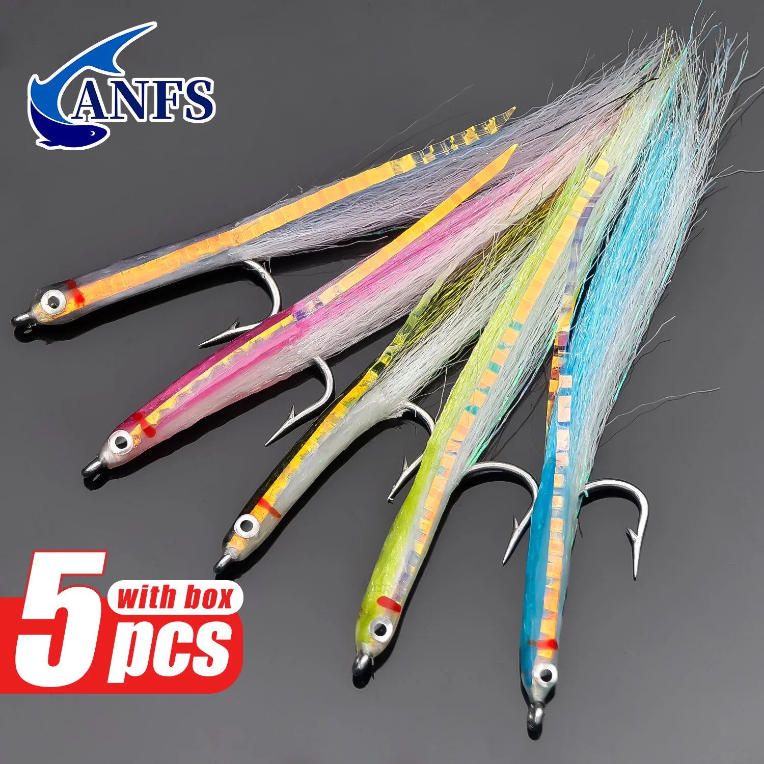 ANFS 5 uds. Dulces de Surf de moscas de agua dulce de agua salada definitivas, moscas de agua salada para Lucio de trucha - imagen 2