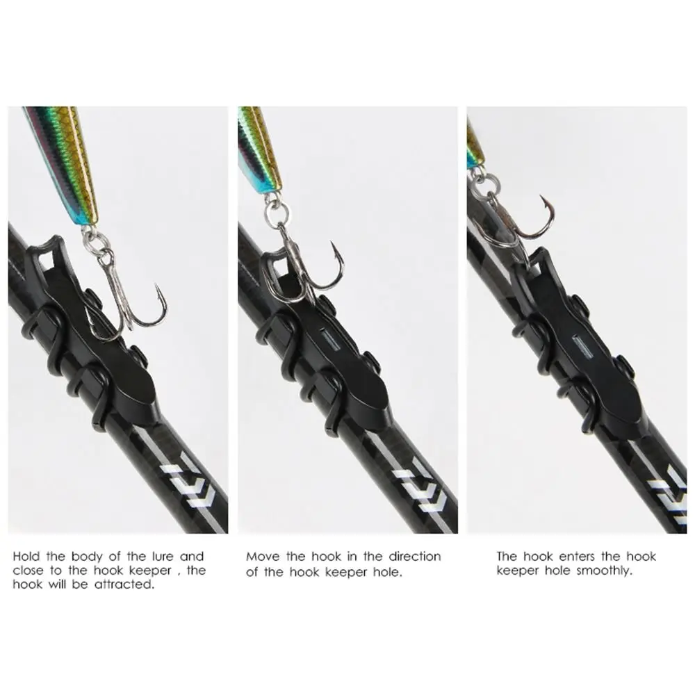 Soporte de señuelos de plástico para pesca, gancho magnético seguro, 4 anillos de goma, de alta calidad, nuevo estilo - imagen 3