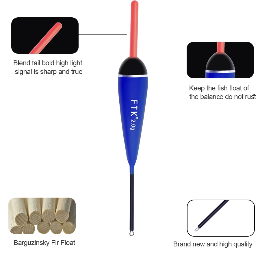 FTK 5 uds flotador de pesca en hielo abeto Barguzinsky 2g 3g 4g 5g longitud 13cm-14,5 cm flotador de boya Vertical para accesorios de pesca de carpa - imagen 5