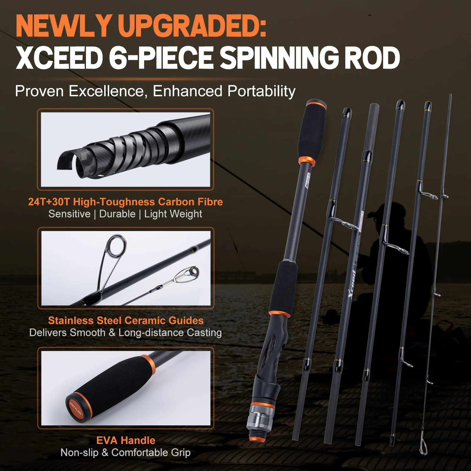 Goture XCEED Kit Caña Pesca Portátil 30T Carrete 5.2:1 Accesorios - imagen 3