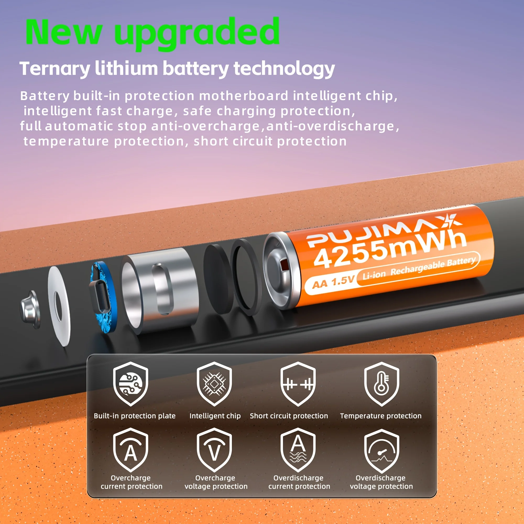 Batería recargable AA de litio con carga USB-C, para dispositivos - imagen 4