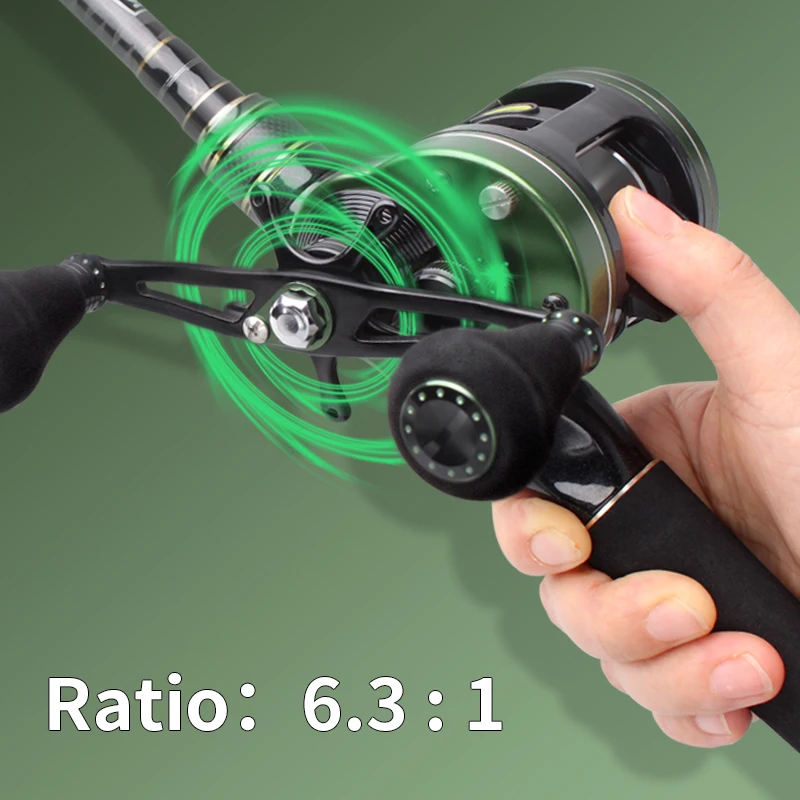 Kawa-carrete de pesca fundido, rueda de tambor, arrastre máximo de 16kg, carrete de fundición de cebo, mango de aleación de aluminio 7 + 1BB con perilla Eva, SuiSea Freshwater F - imagen 5