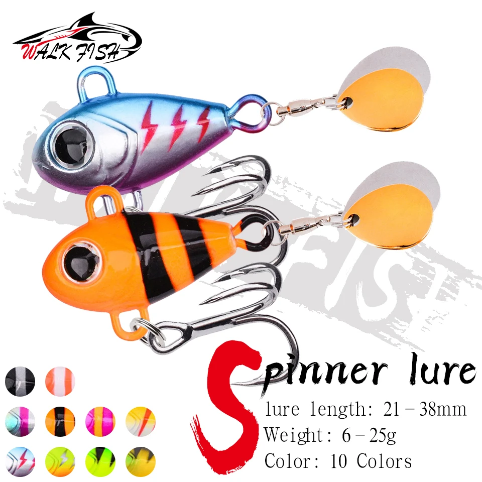 WALK FISH 1 Uds 6g-25g señuelo de pesca giratorio Metal Vib vibración cebo cuchara señuelos Metal señuelo de pesca cebo duro Spinnerbait aparejos
