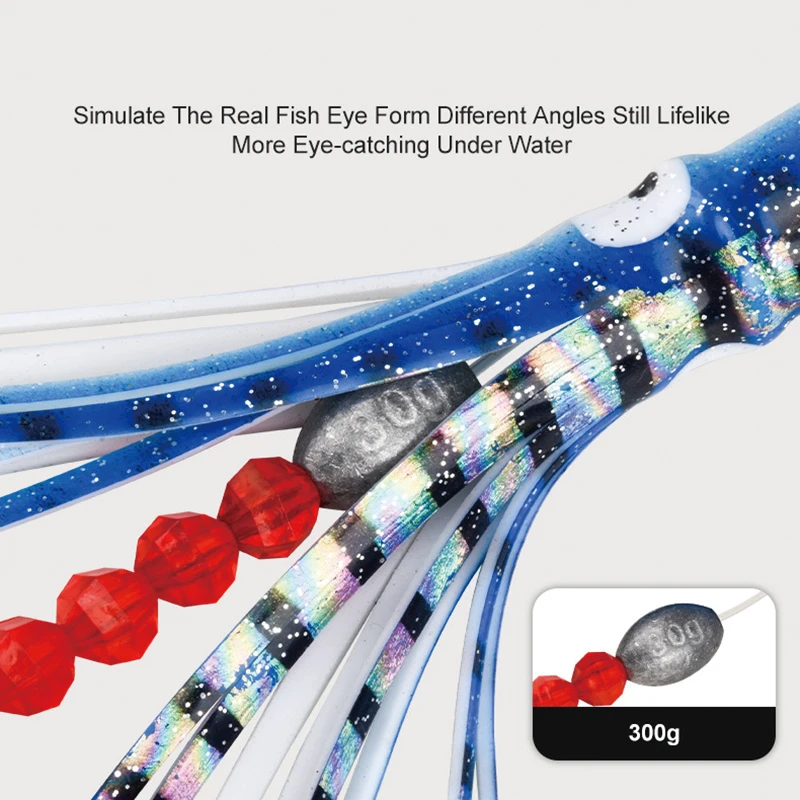 1 Juego de 203g, señuelo de pesca de gran juego, pluma aparejada, señuelo de curricán para pájaros, calamar, atún, cadena de Margarita, cebo Artificial de agua salada, pesca - imagen 5