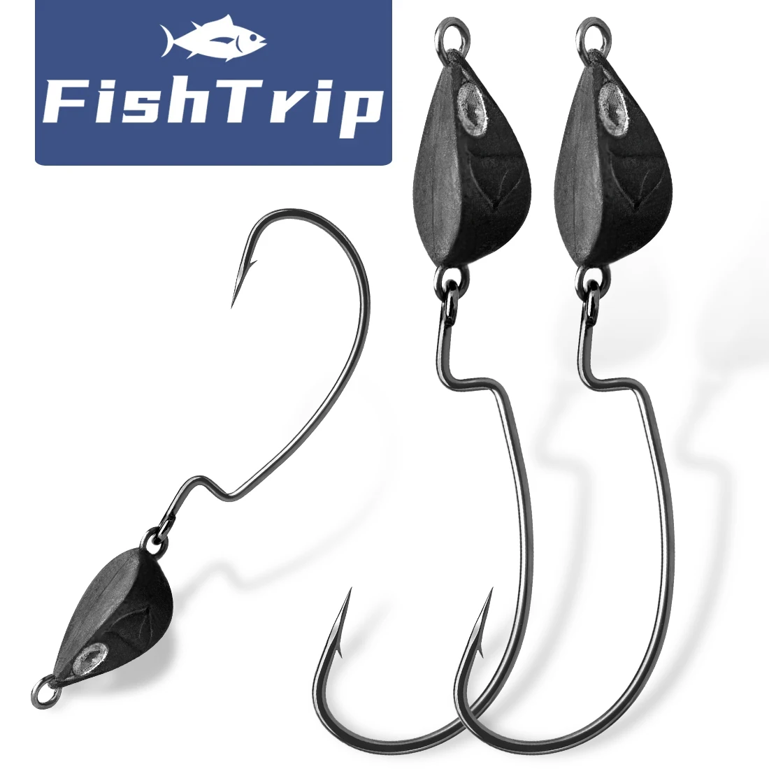 FishTrip 10 Uds Jig Head anzuelo de pesca sin malezas Underspin Bassfor pesca agua salada agua dulce - imagen 2