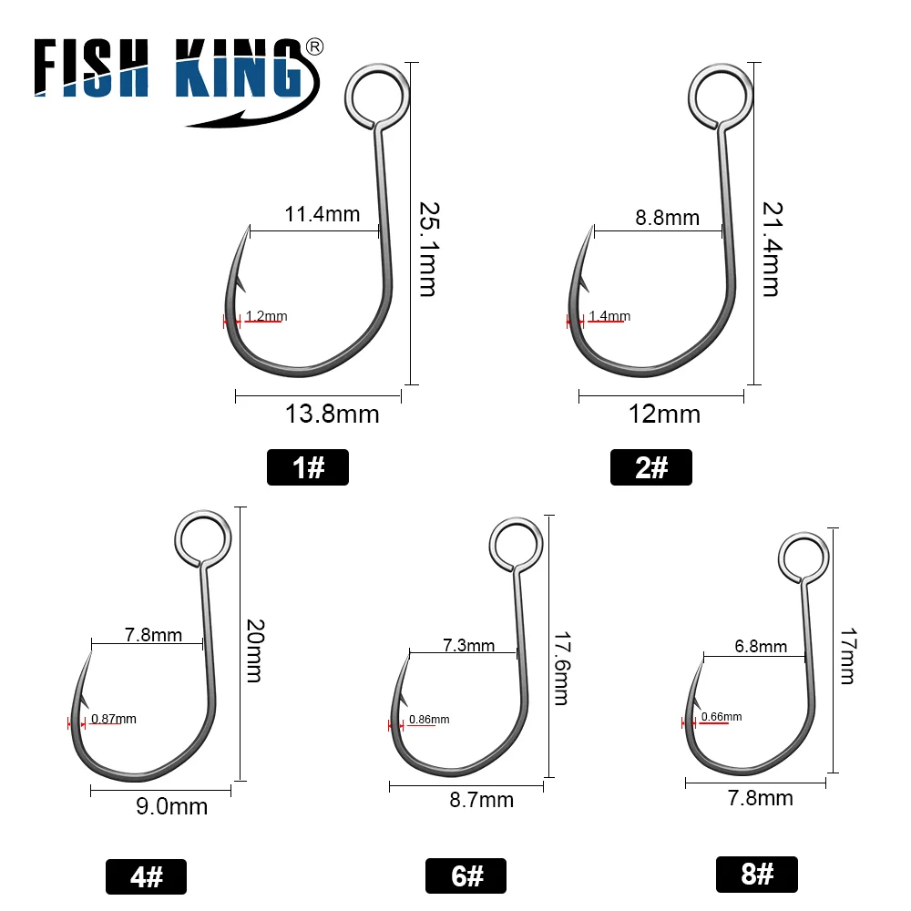FISH KING-anzuelo de manivela de pesca, aparejos de pesca con púas, ojo grande, afilado, acero al carbono, anzuelos individuales, accesorios para carpa, 20 piezas - imagen 2